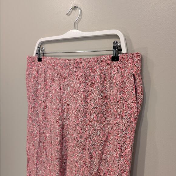 J.Jill Casual Dress Pants Pink Red Paisley Floral Tropical Pockets - Size LT - Picture 3 of 9